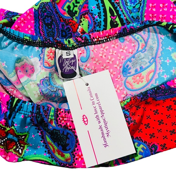 NWT Mystique Apparel Pink Paisley Love Triangle Top, Bottoms & Skirt Rave Set - Picture 16 of 16